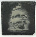 Ghostly Pirate Ship Slate Coaster – Classic Sailing Ship Fantasy Art