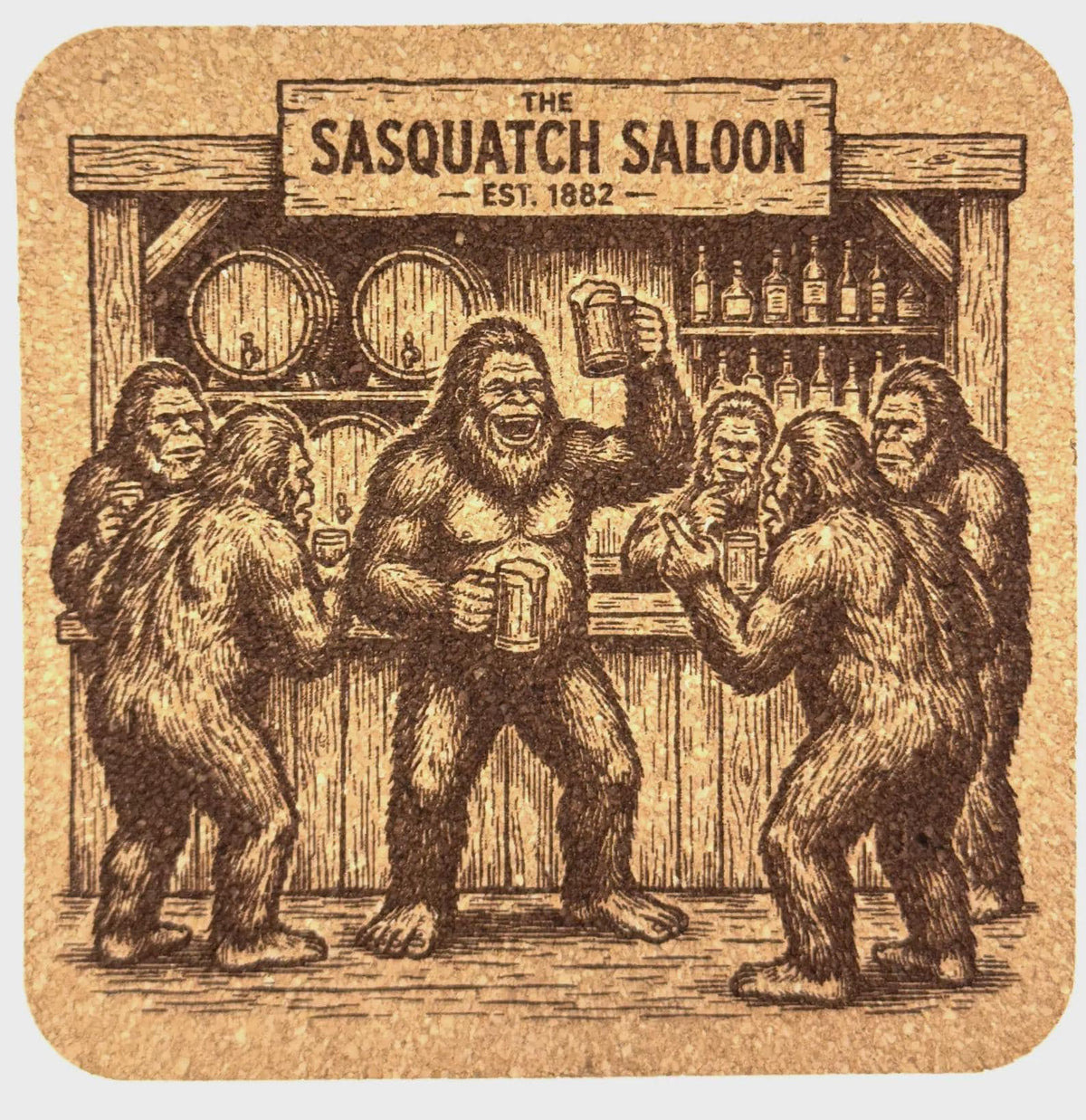 The Sasquatch Saloon – Bigfoot Bar Cork Coaster
