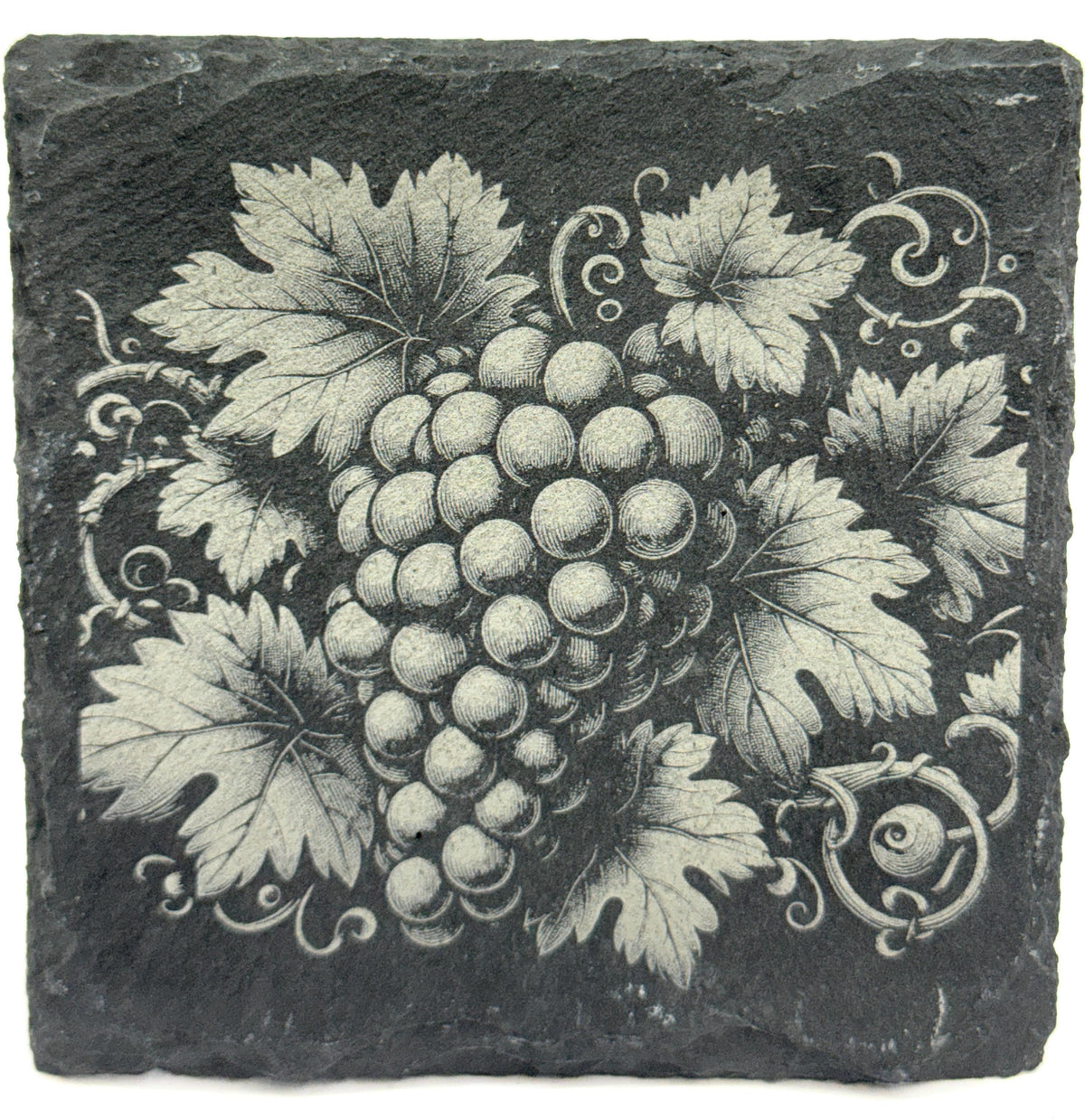 Grape Cluster Slate Coaster – Classic Vineyard Illustration