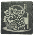 Grapes & Bottle Slate Coaster – Rustic Winery Still Life