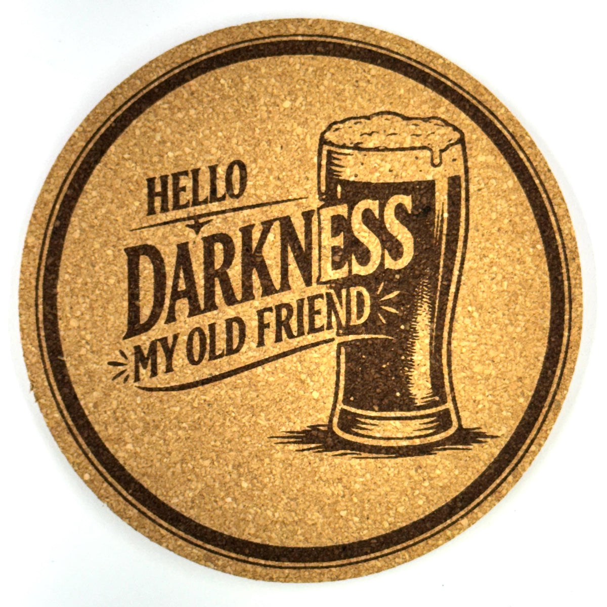 Hello Darkness My Old Friend Beer Coaster Funny Dark Beer Humor