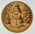 Snowman Forest Cork Coaster – Whimsical Winter Christmas Decor