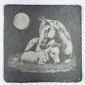 Mare and Foal Slate Coaster – Moonlit Horse Art