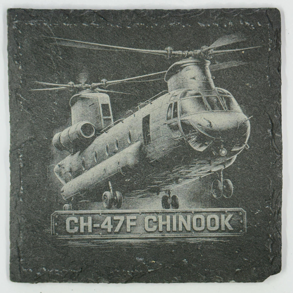 CH-47 Chinook Heavy Lift Helicopter Slate Coaster Twin Rotor Power