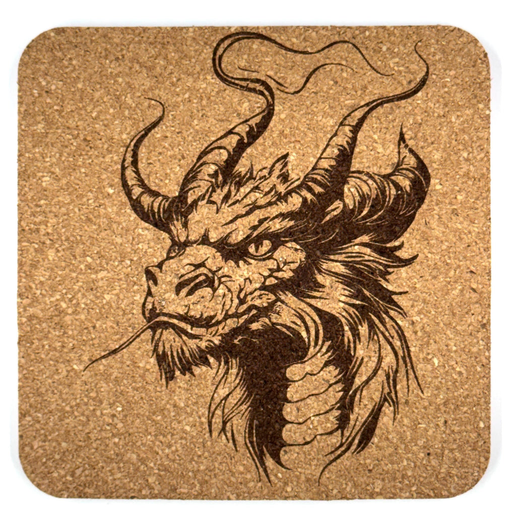 Eastern Smoke Dragon Square Cork Coaster – Mythical Dragon Art