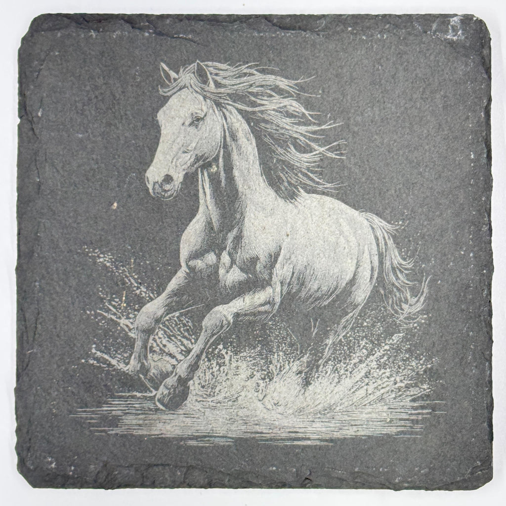 Wild Horse Slate Coaster – Running Through Water Art