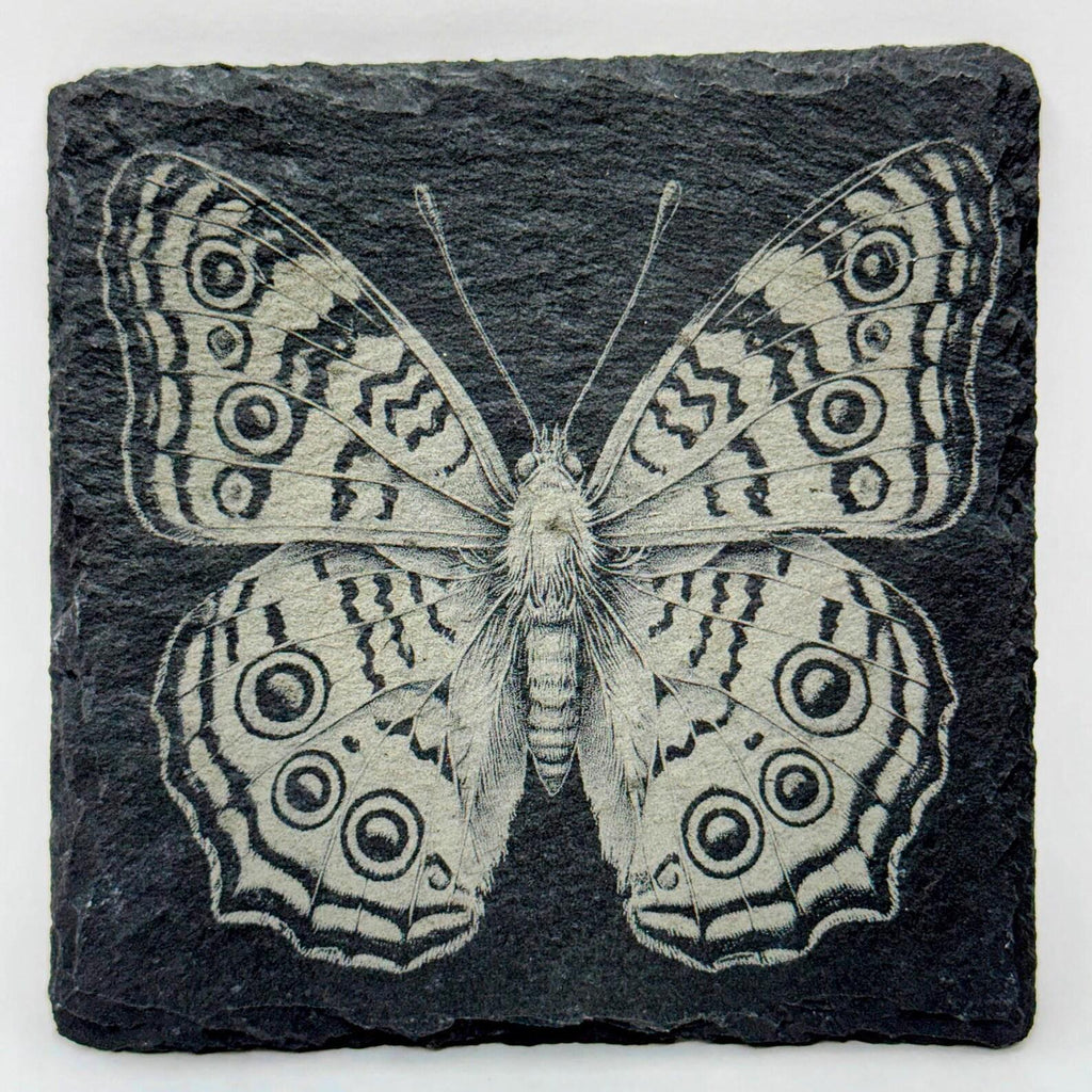 Butterfly Wing Pattern – Engraved Slate Coaster