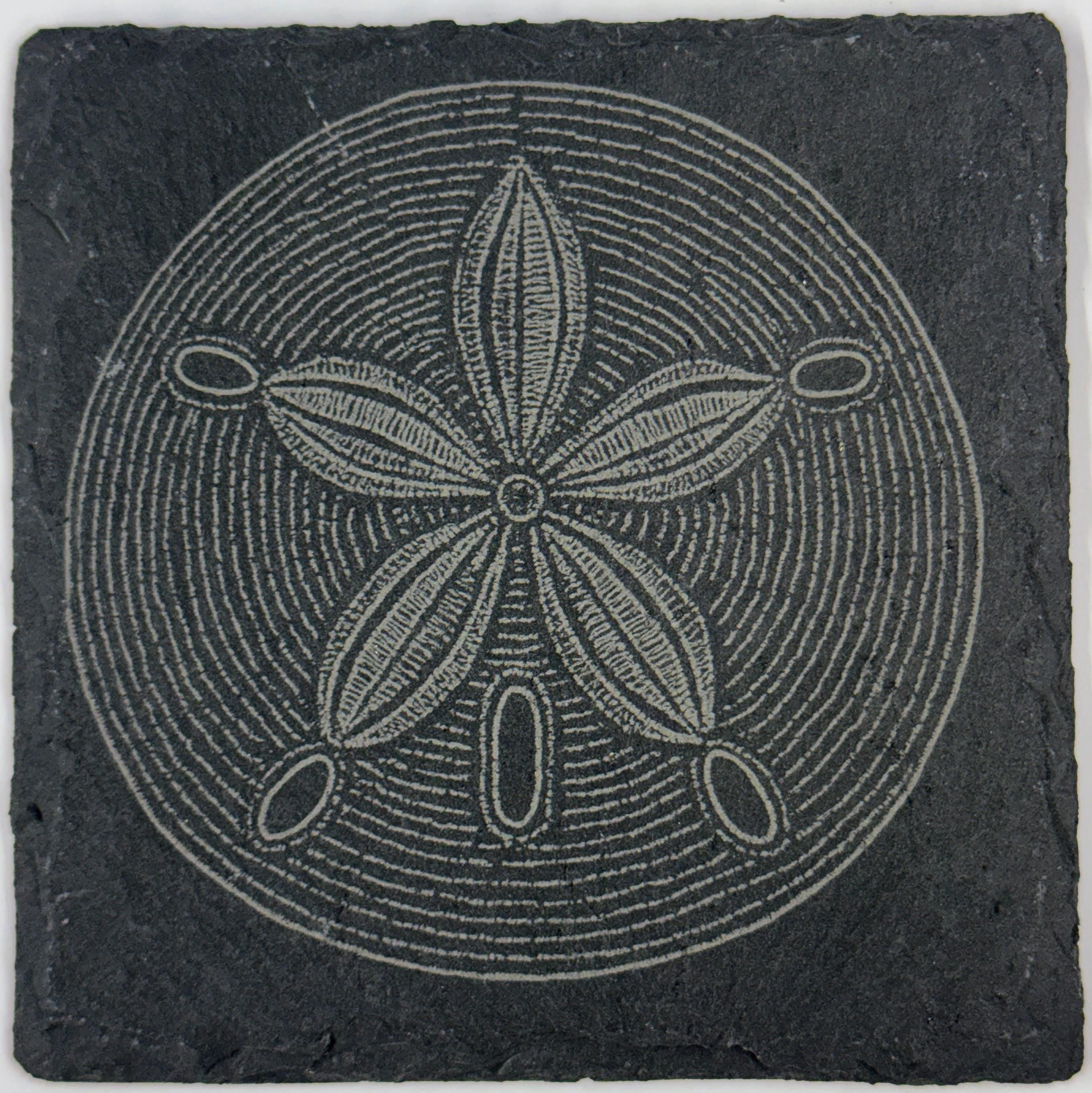Sand Dollar Slate Coaster – Coastal Lucky Find Engraved Stone