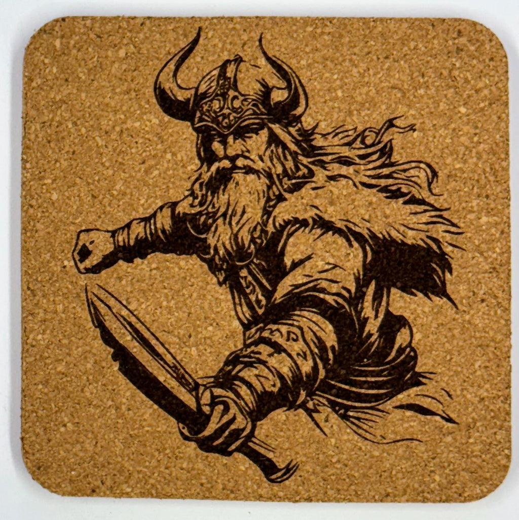 Charging Viking with Dagger – Cork Coaster