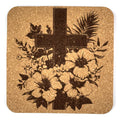 Floral Bouquet Cross Laser Engraved Cork Coaster