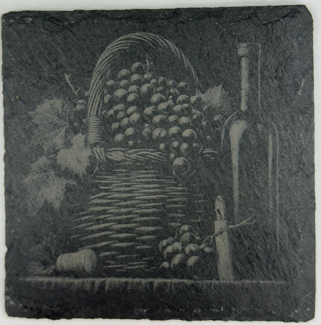 Grapes in Basket Slate Coaster – Rustic Winery Still Life