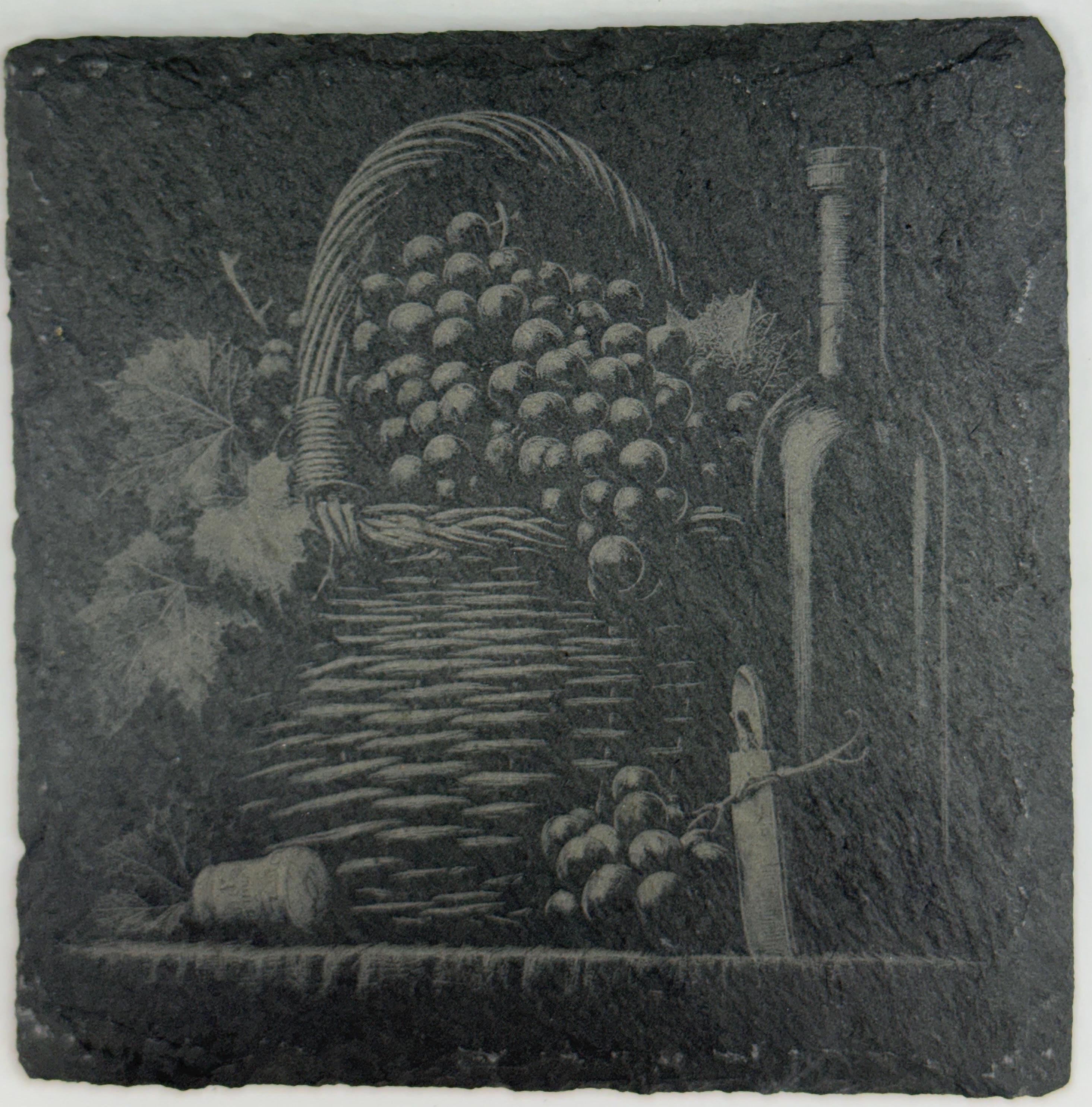 Grapes in Basket Slate Coaster – Rustic Winery Still Life