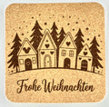 Frohe Weihnachten Cork Coaster – German Holiday Houses Decor
