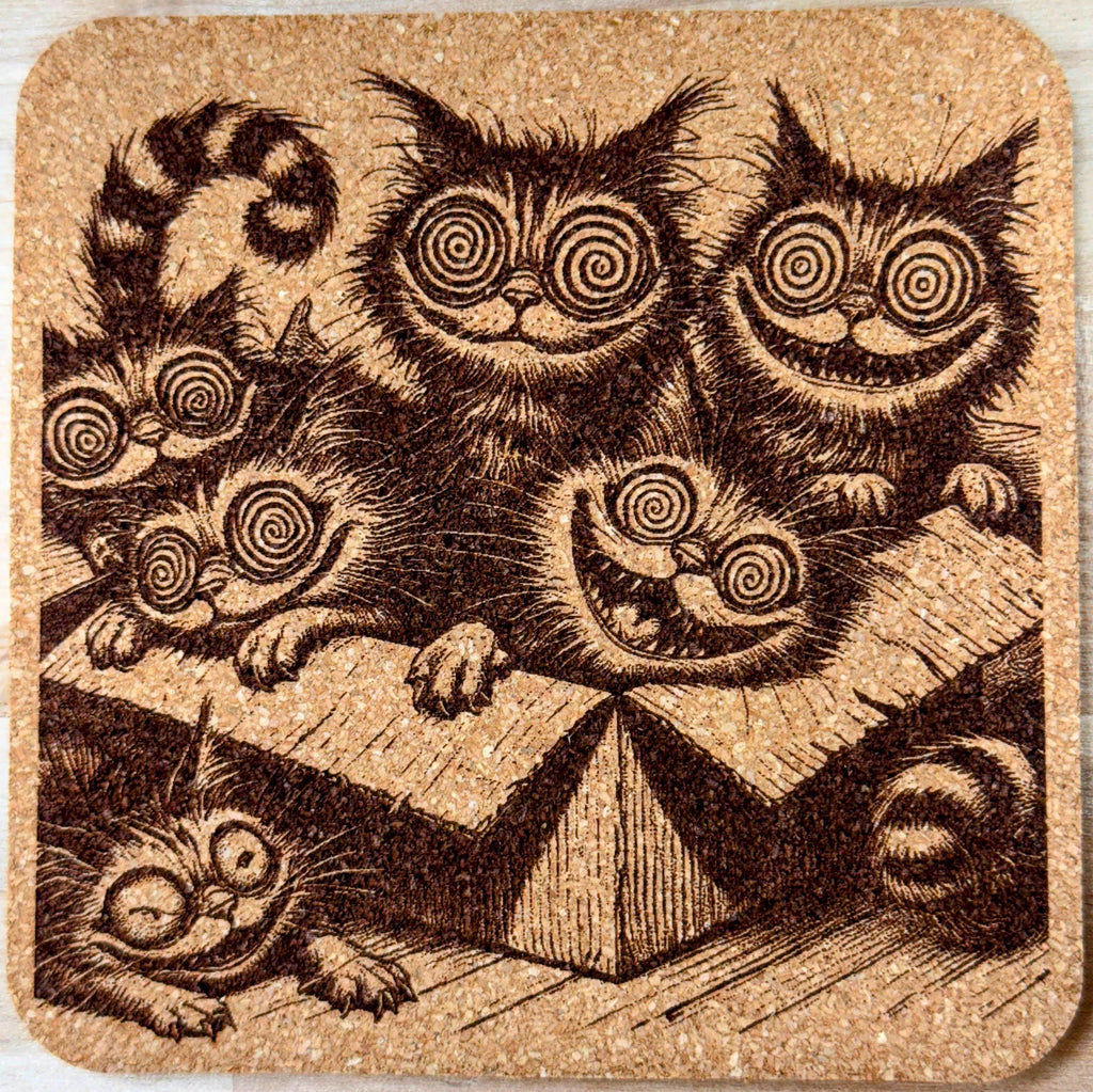 Catnip Cats – Box of Mayhem Cheshire Coaster