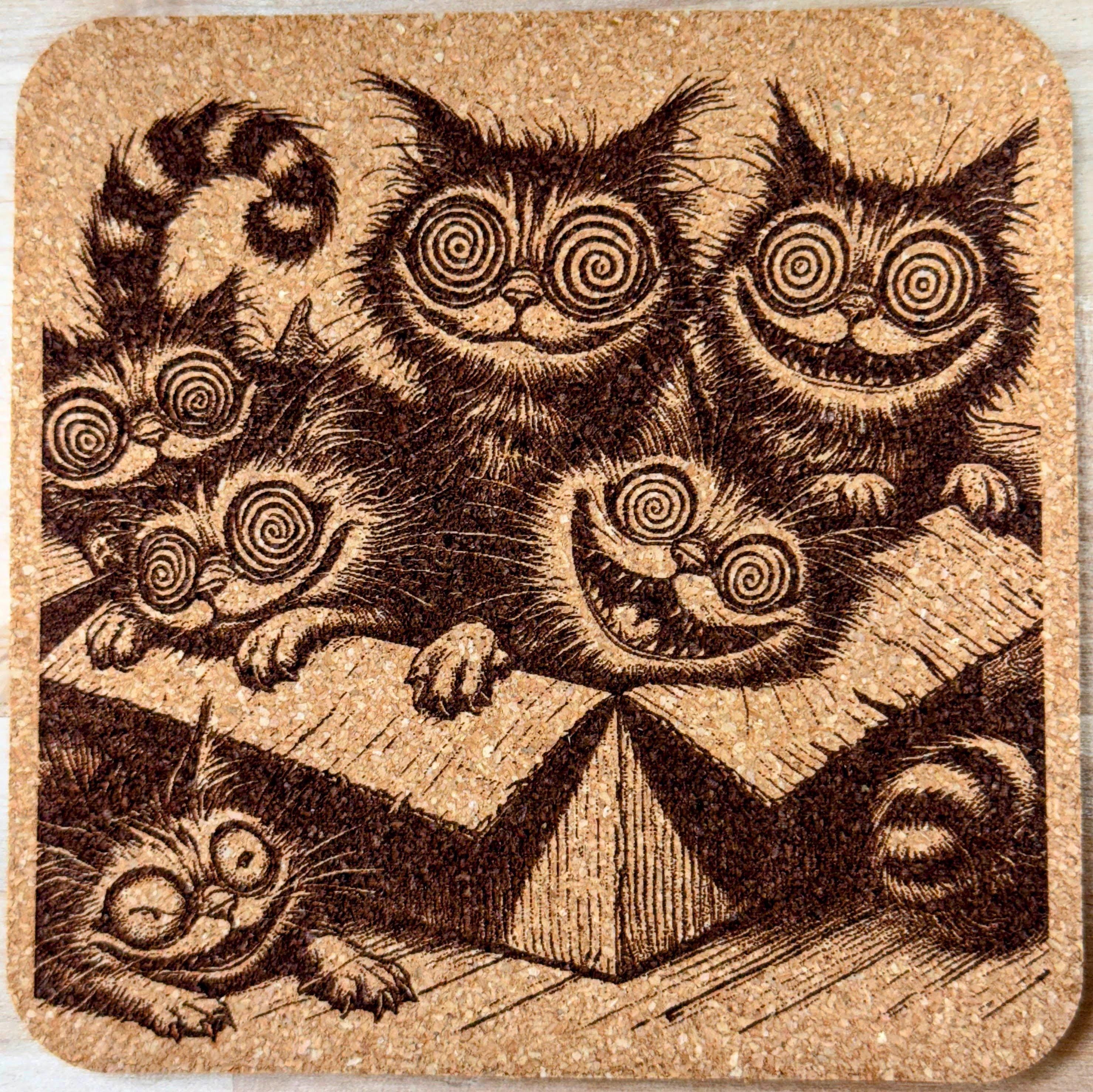Catnip Cats – Box of Mayhem Cheshire Coaster