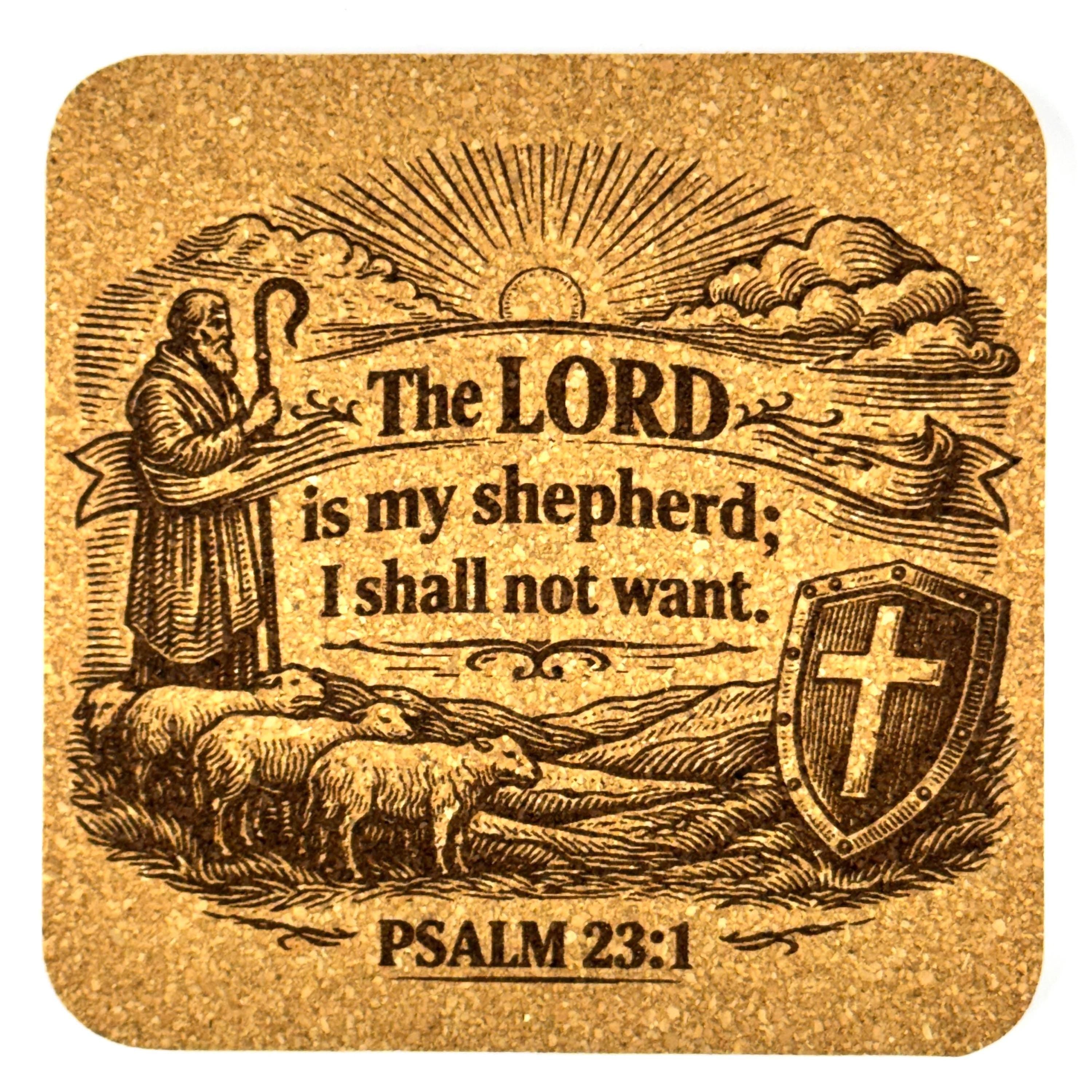 Psalm 23:1 Cork Coaster The Lord Is My Shepherd Christian Faith Gift