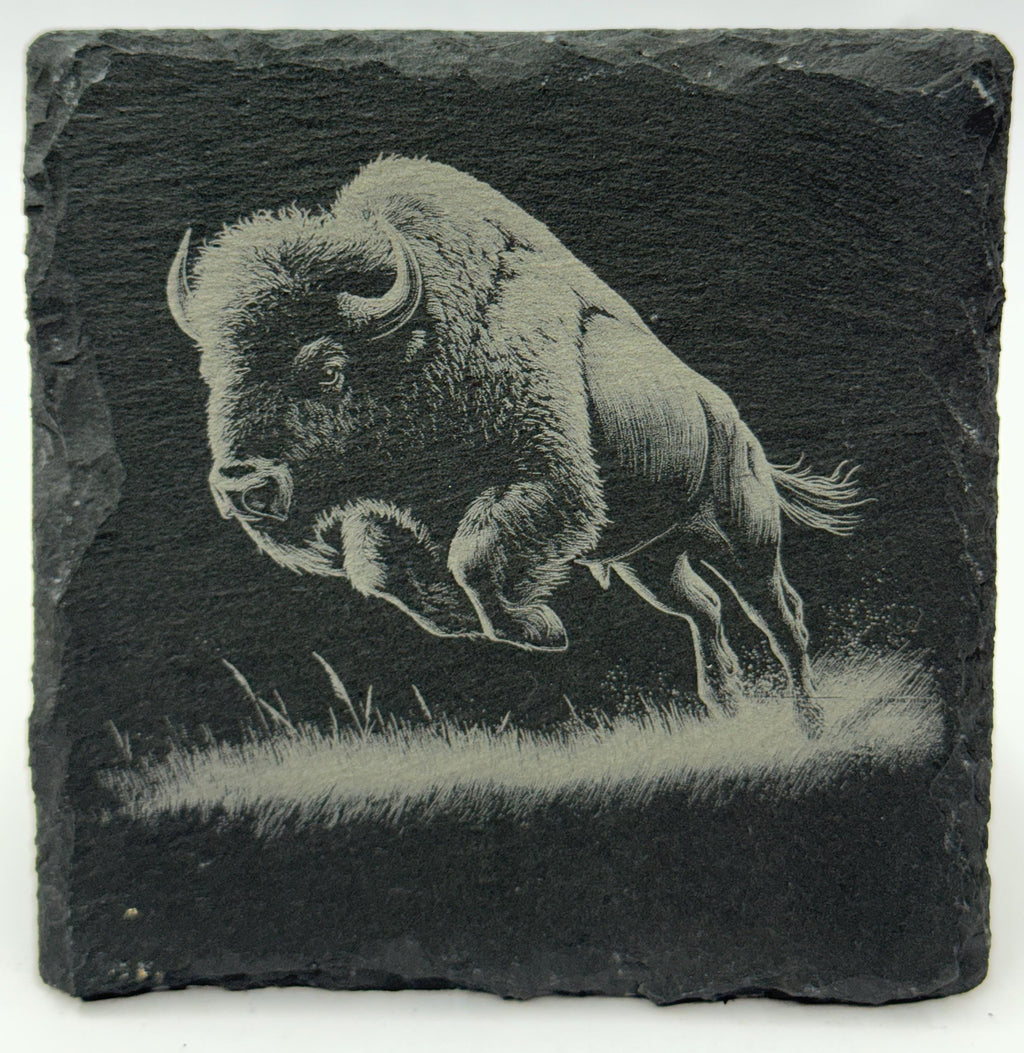 American Buffalo Slate Coaster – Powerful Bison Artwork