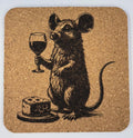 Mouse with Wine and Cheese – Playful Cork Coaster