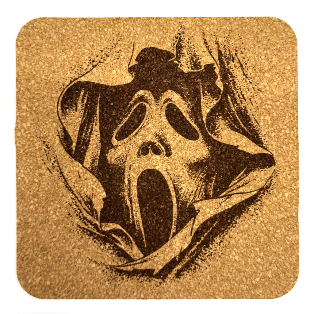 Ghost Face Horror Spooky Movie Inspired Cork Coaster