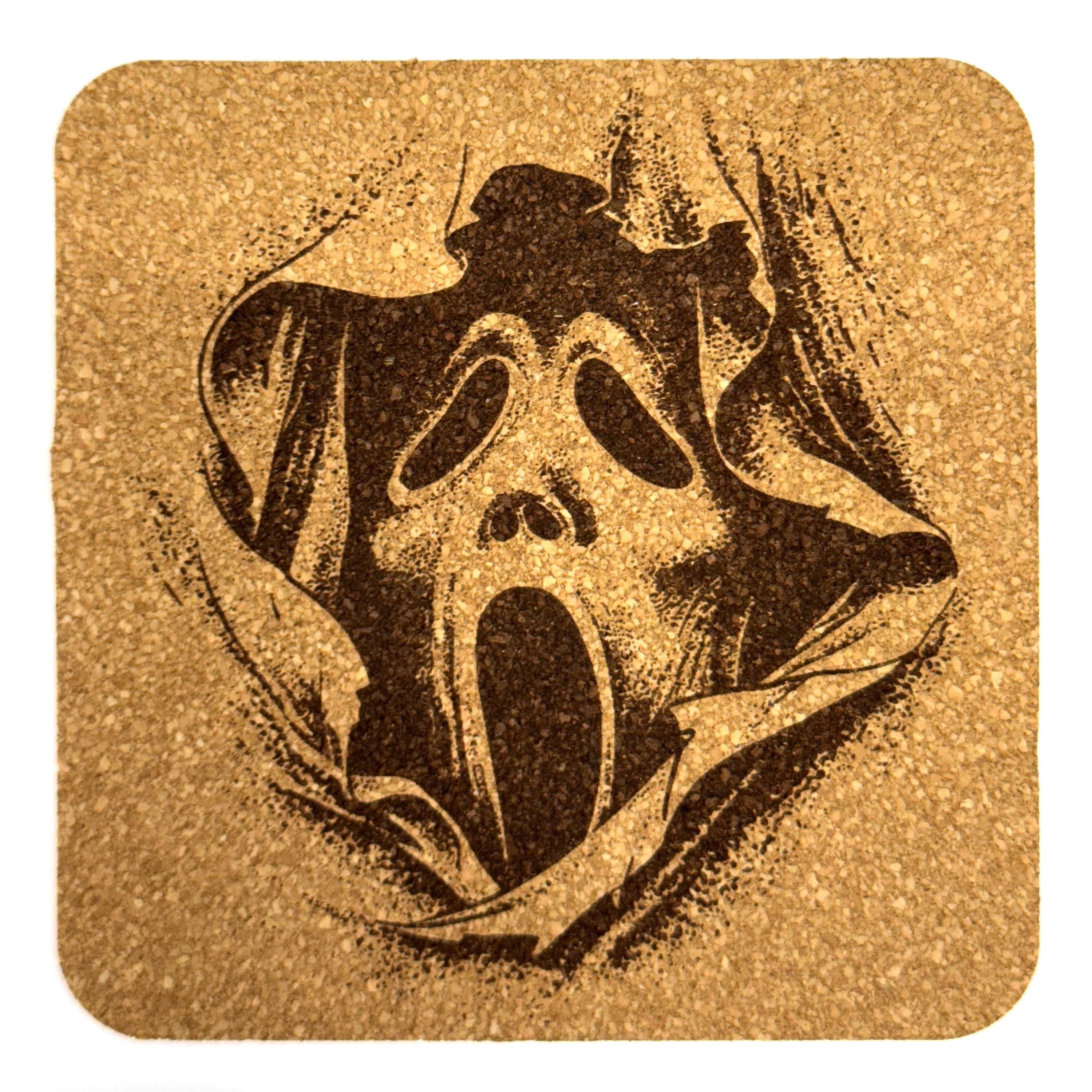 Ghost Face Horror Spooky Movie Inspired Cork Coaster