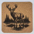 Forest Buck Wilderness Scene – Engraved Cork Coaster
