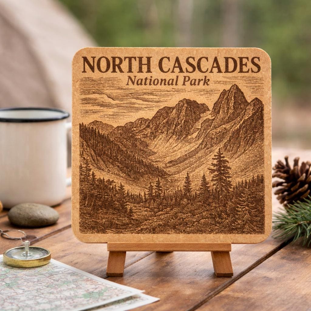 North Cascades National Park Cork Coaster – Mountain Landscape