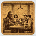 Bigfoot Dinner Cork Coaster – Sasquatch Night Diner Art