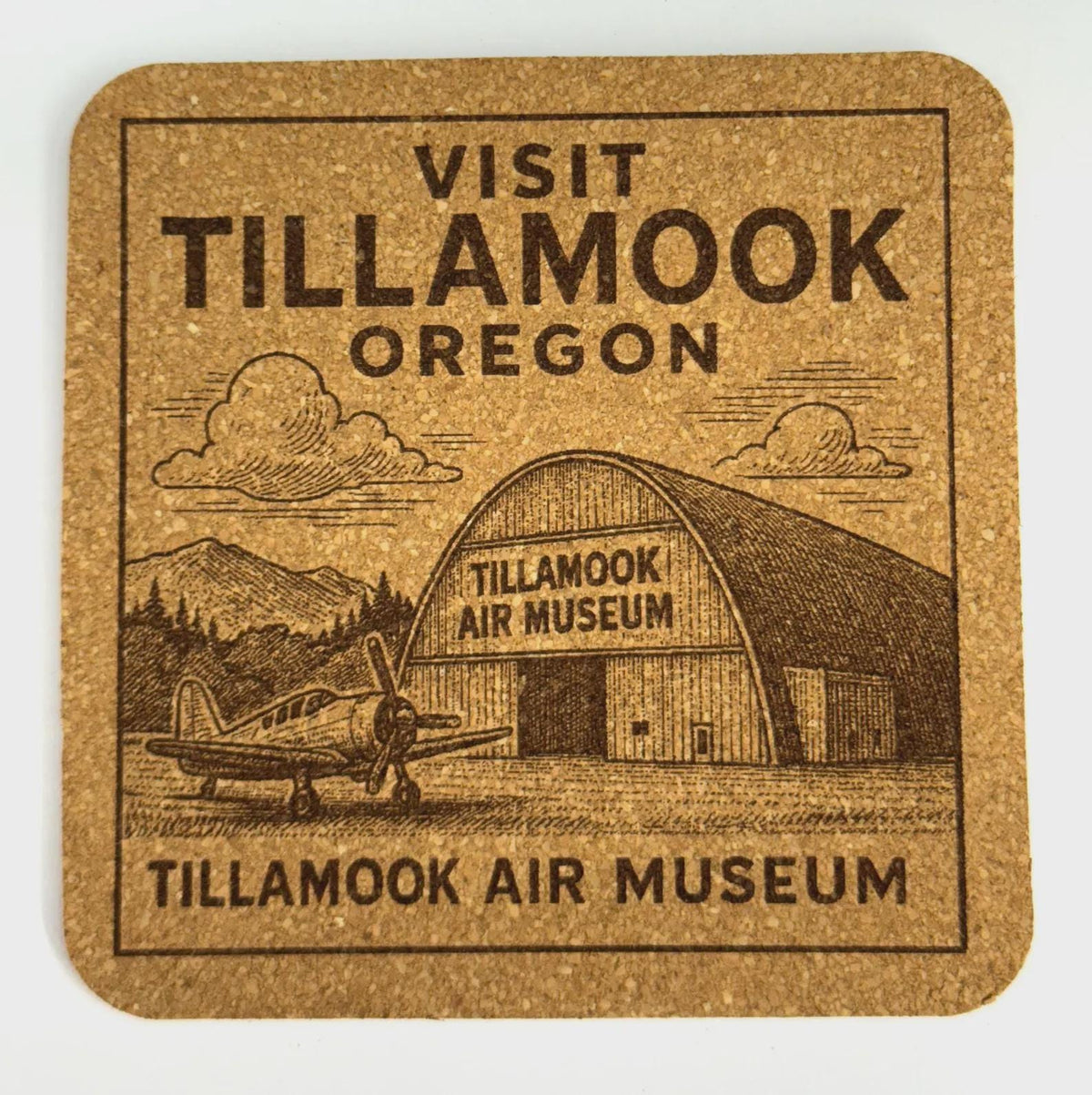 Tillamook Air Museum Cork Coaster – Visit Tillamook Oregon Aviation Art