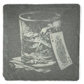 Ace Card Whiskey Glass Slate Coaster – Vintage Gambling Bar Art