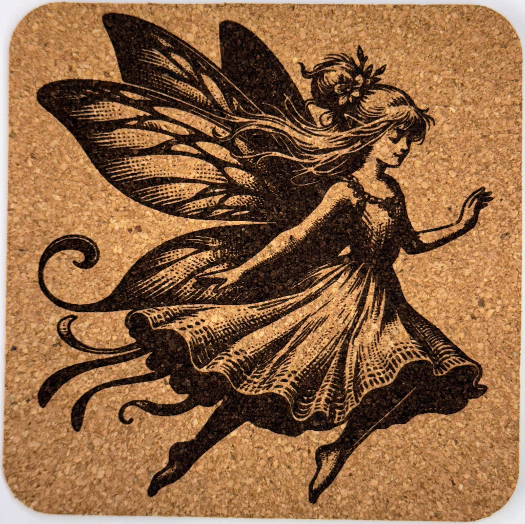 Enchanted Flying Fairy Cork Coaster – Whimsical Art