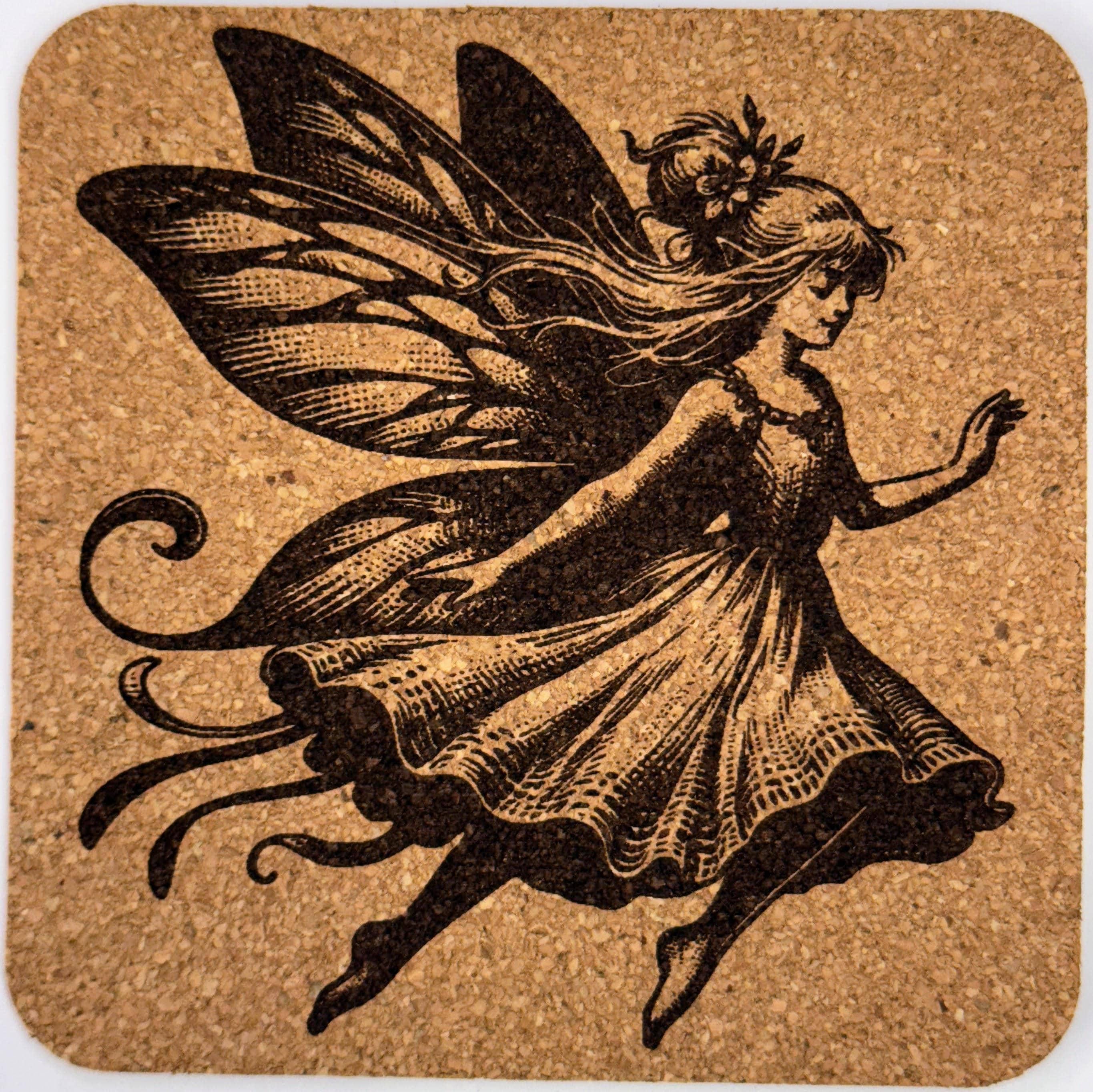 Enchanted Flying Fairy Cork Coaster – Whimsical Art