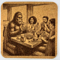 Bigfoot Diner Cork Coaster – Sasquatch Burger Night Scene
