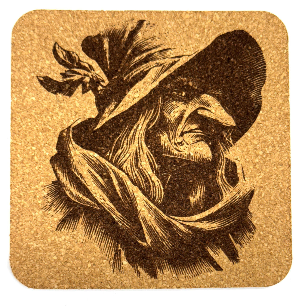 Wicked Witch Gothic Halloween Cork Drink Coaster – Dark Fantasy Bar Decor