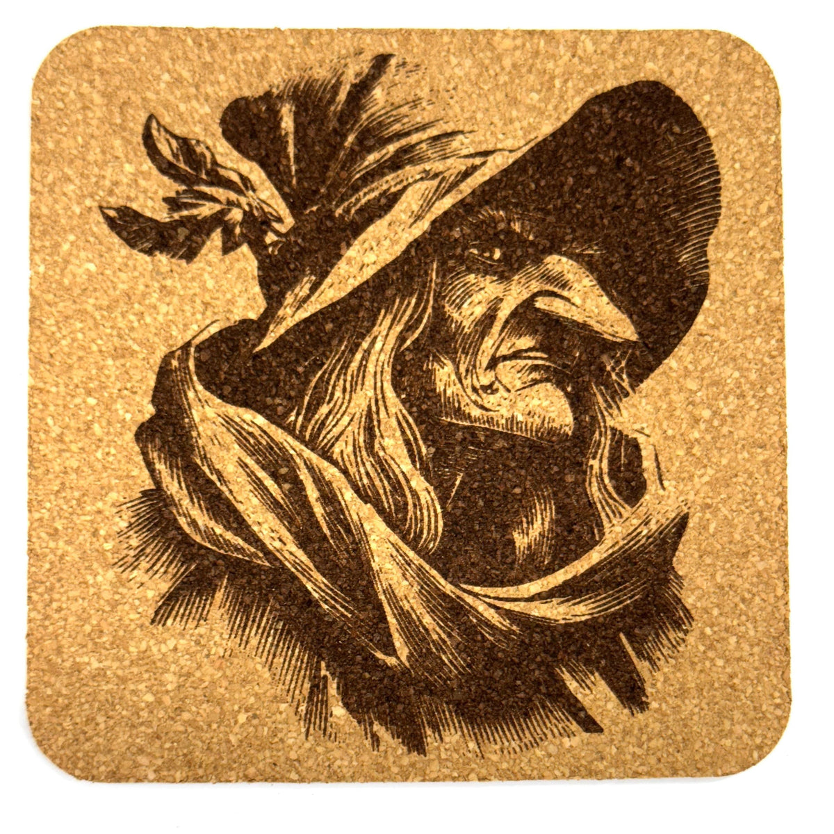 Wicked Witch Gothic Halloween Cork Drink Coaster – Dark Fantasy Bar Decor