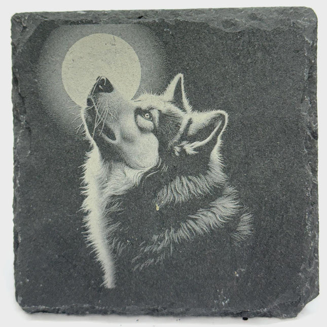 Husky Dog Art Slate Coaster – Realistic Arctic Canine Design