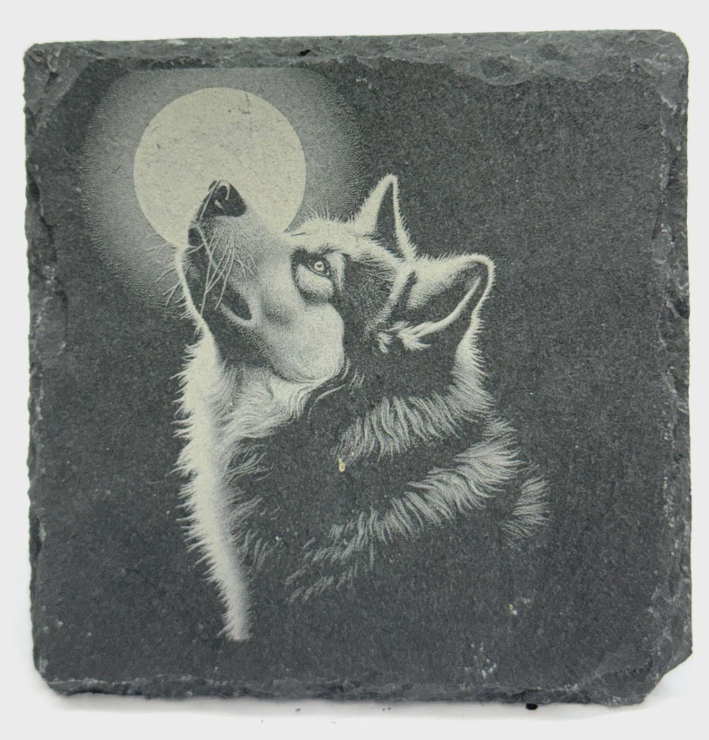 Husky Dog Art Slate Coaster – Realistic Arctic Canine Design