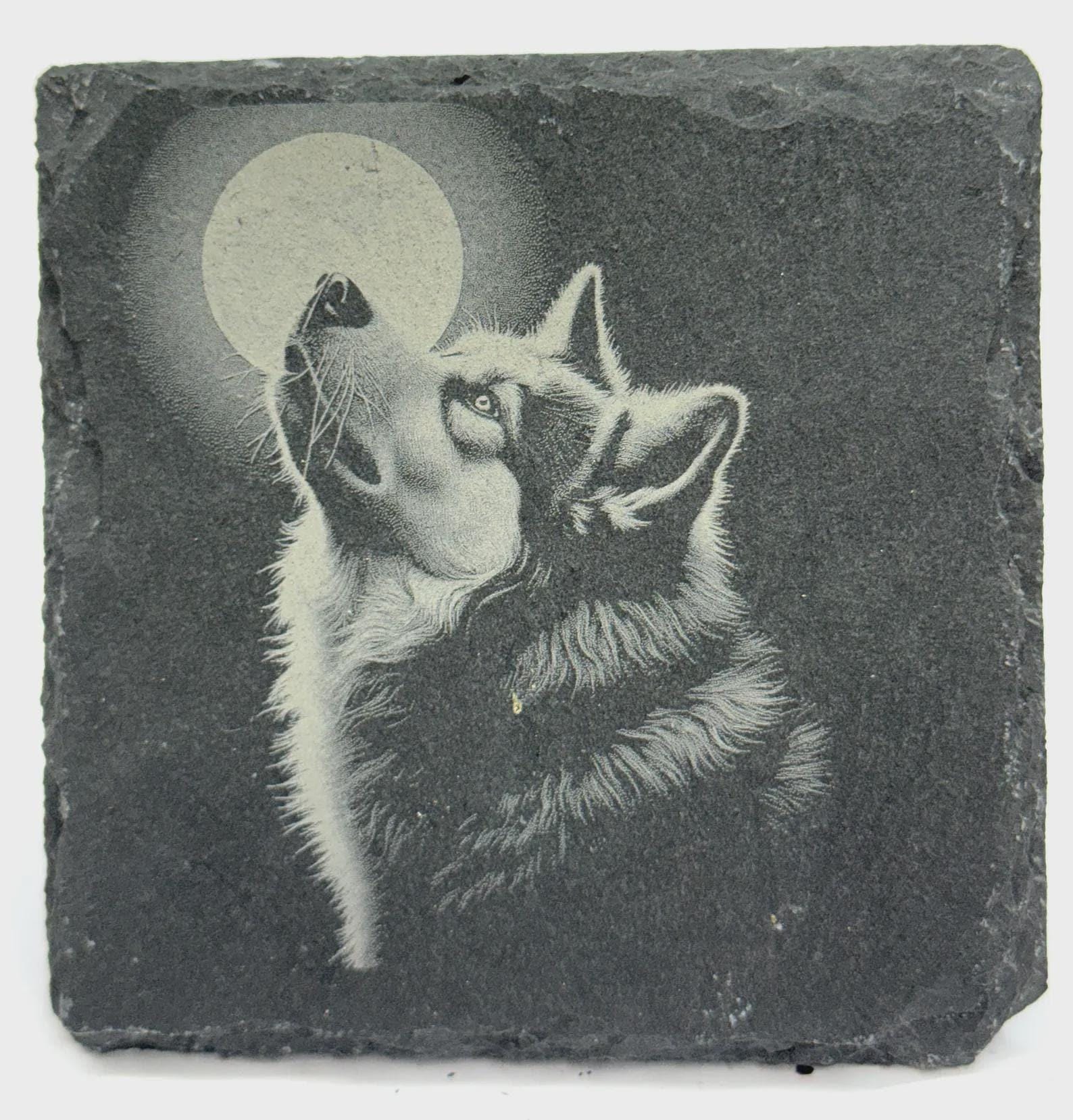 Husky Dog Art Slate Coaster – Realistic Arctic Canine Design