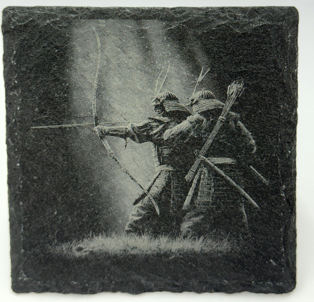 Twin Samurai Archers – Japanese Warrior Slate Coaster