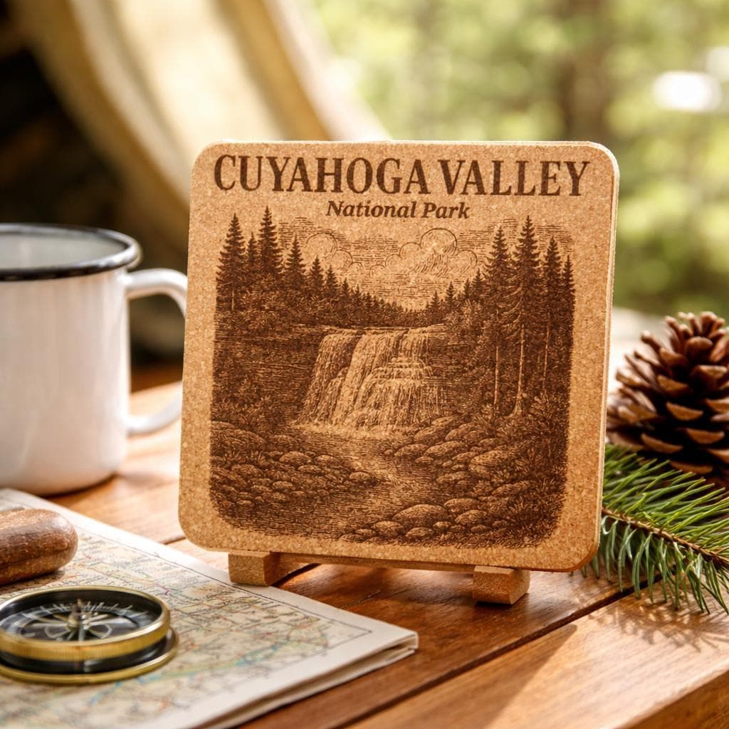 Cuyahoga Valley National Park Cork Coaster – Ohio Waterfall Art