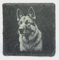 German Shepherd Art Slate Coaster – Realistic Dog Portrait
