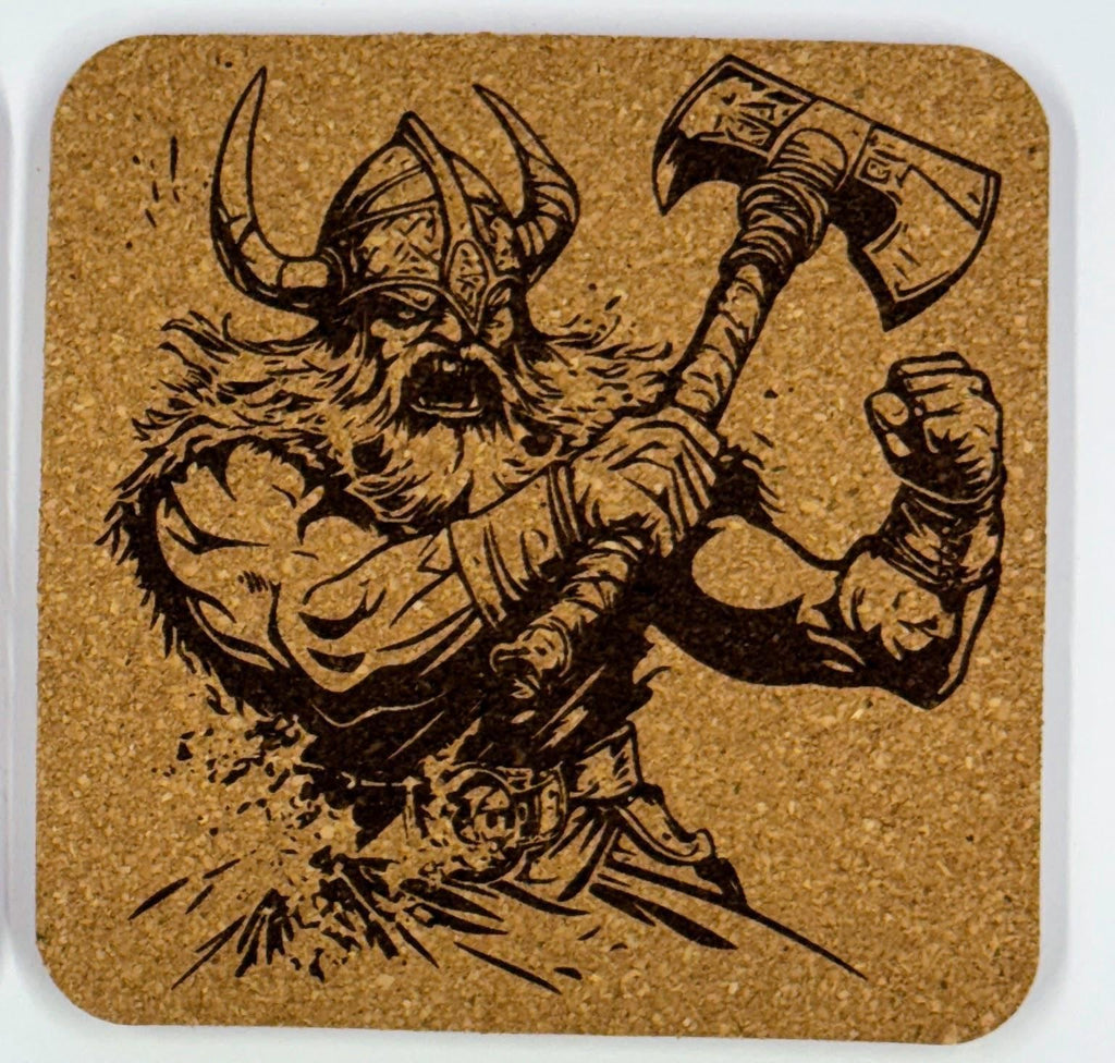 Viking Berserker with Axe – Cork Coaster