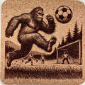 Bigfoot Soccer Cork Coaster – Funny Sasquatch Goal Scene Art
