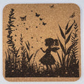 Woodland Pixie Butterfly Garden Coaster – Fairy Silhouette Cork Coaster