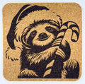 Christmas Sloth Cork Coaster – Candy Cane Holiday Sloth