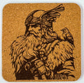 Winged Helm Viking with Raven – Cork Coaster