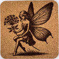 Peaceful Fairy with Flower – Whimsical Cork Coaster