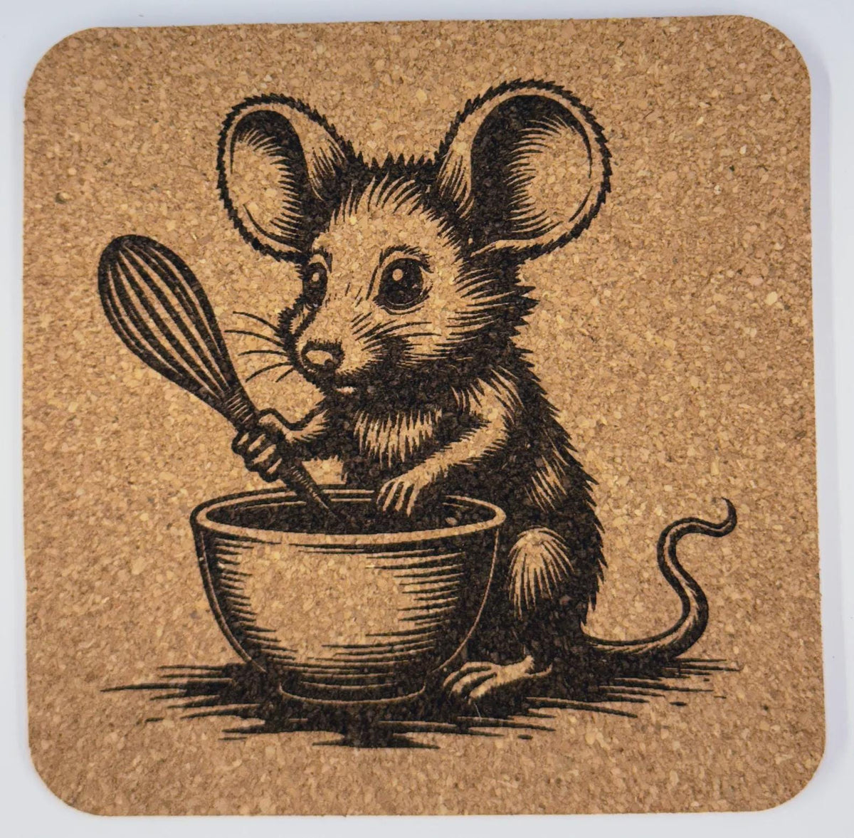 Chef Mouse Mixing Batter – Cute Kitchen Cork Coaster