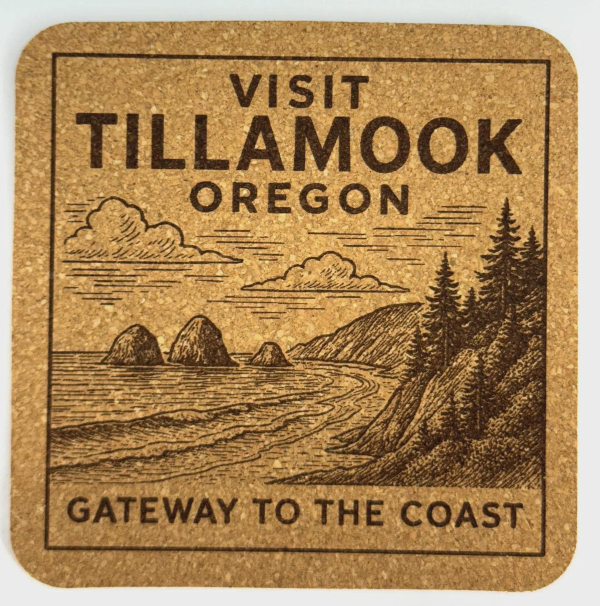 Visit Tillamook Oregon Cork Coaster – Gateway to the Coast Coastal Scene