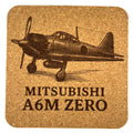 Mitsubishi A6M Zero WWII Fighter – Laser Engraved Cork Coaster