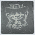 Cute Leprechaun Holding Lucky Clovers Slate Coaster
